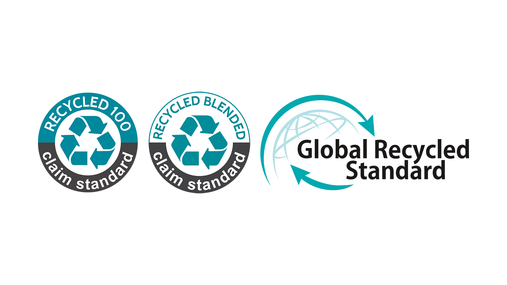 RCS and GRS Certification Marks - Sustainable textile standards ensuring recycled material traceability and environmental responsibility