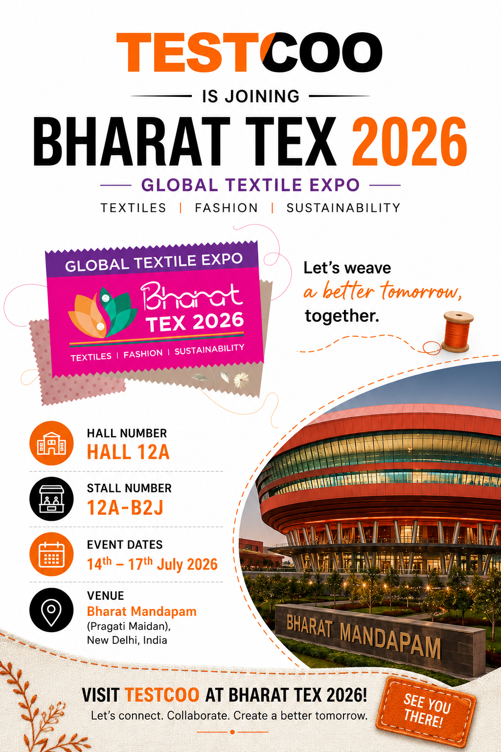 Visit Testcoo at Bharat Tex 2026