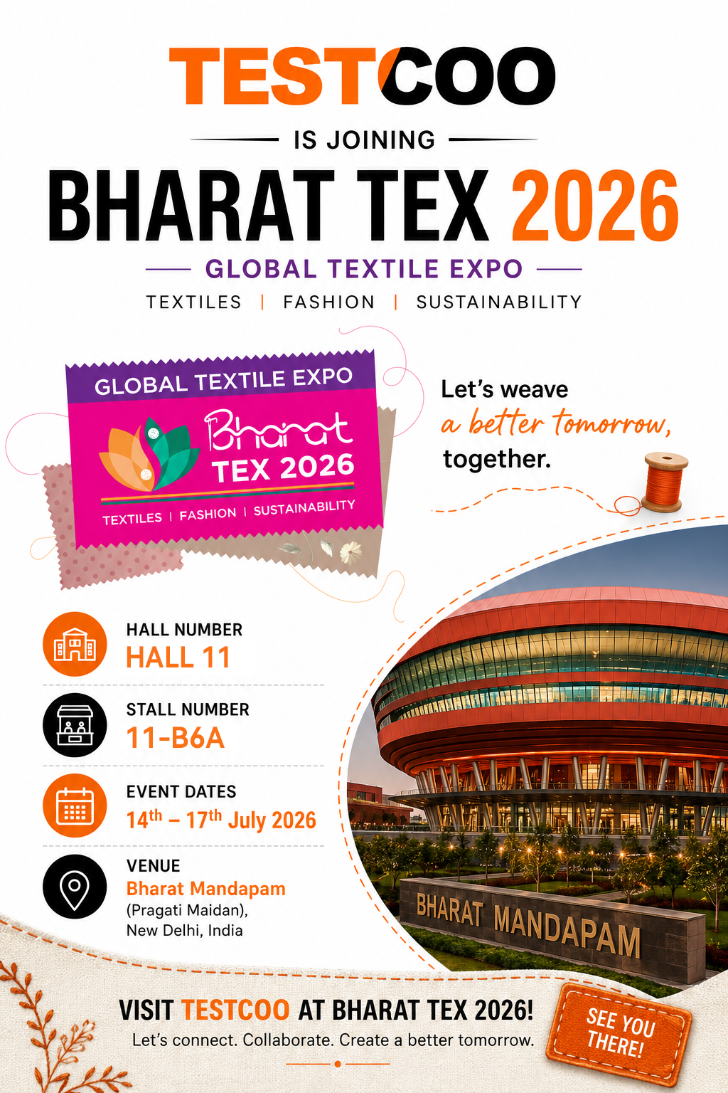 Visit Testcoo at Bharat Tex 2026
