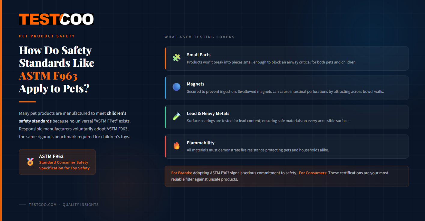 How do safety standards like ASTM F963 apply to pets